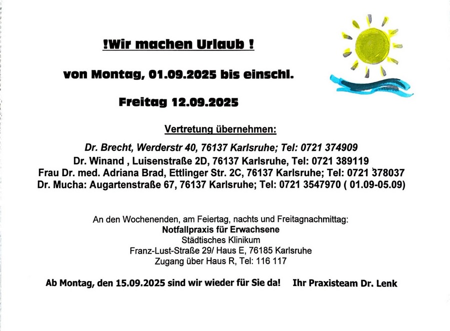 Urlaub bis einschl. Freitag 12.09.2025 siehe unten